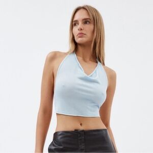 AYA MUSE Cinnabar Knit Halter Top In Blue
